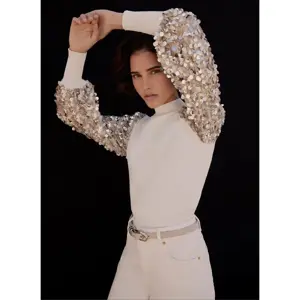 Mint Velvet Cream Sequin Sleeve Jumper